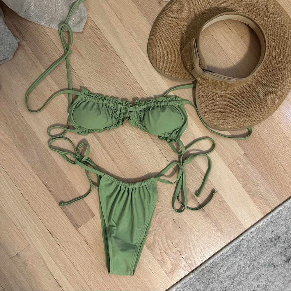 Cider Ruffle String Halter Bikini Set - Picture 2 of 5